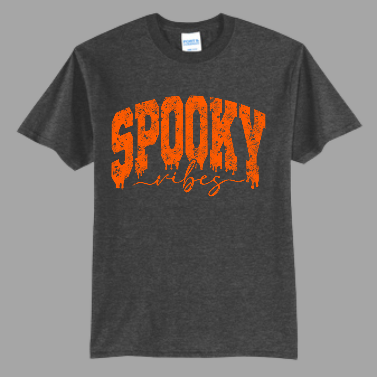 Spooky vibes ( orange print on black ) t-shirt