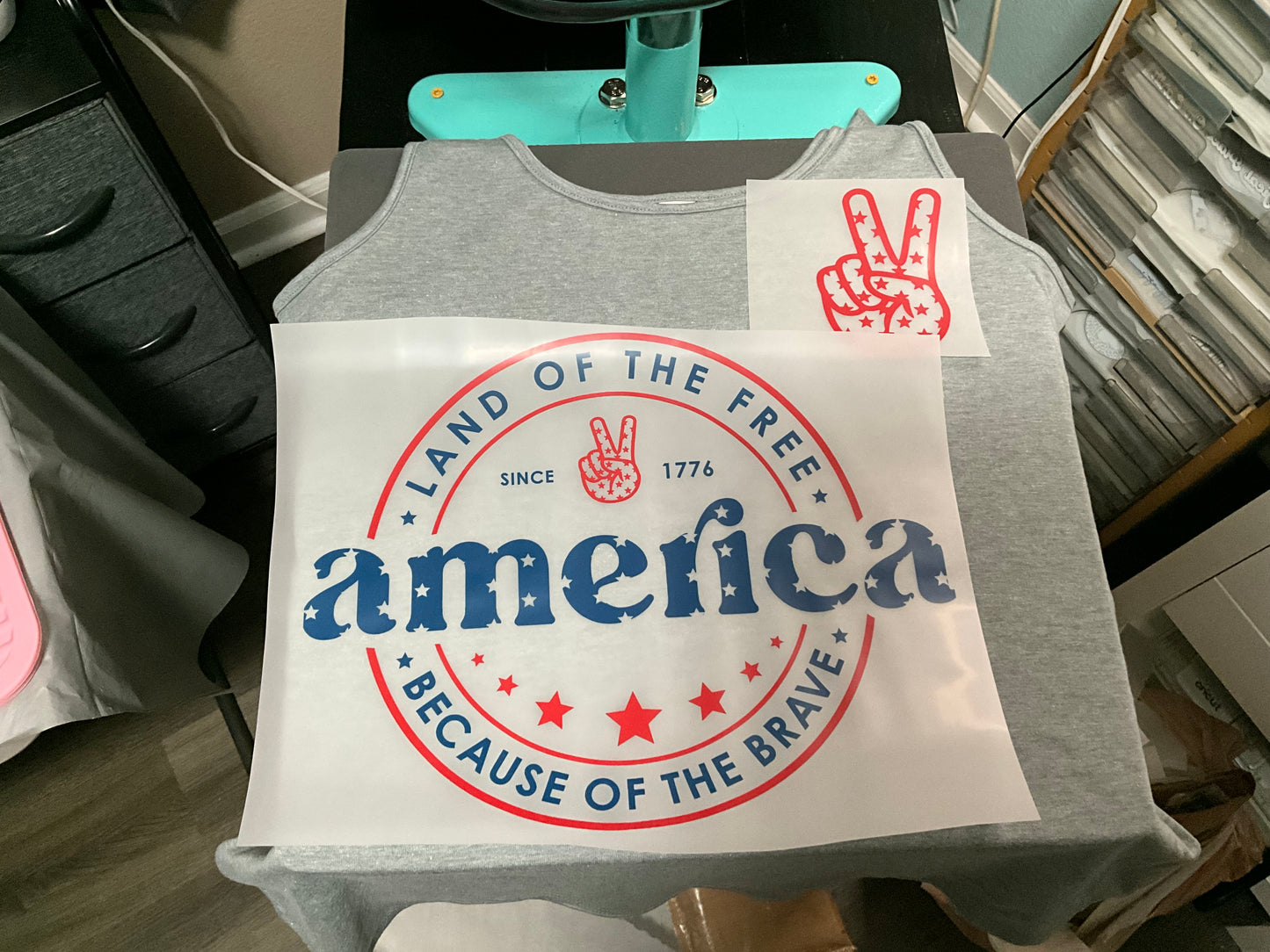 America stamp mark tank top ( red front design )