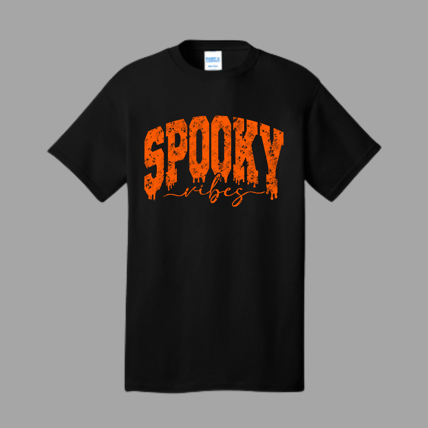 Spooky vibes ( orange print on black ) t-shirt