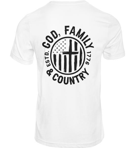 God, family & country t-shirt (black print)