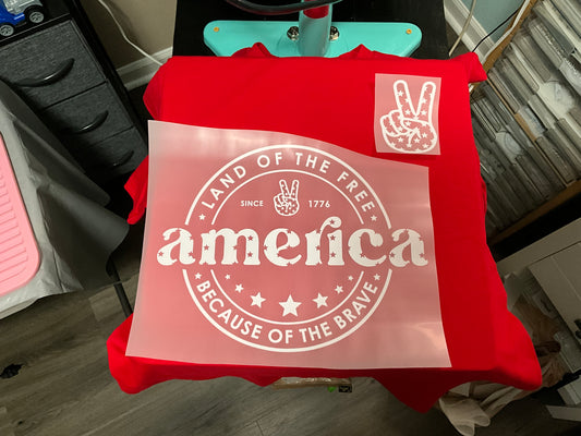 America stamp mark white front and back t-shirt