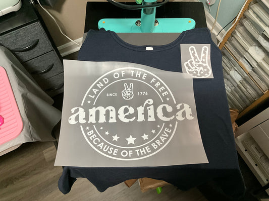 America stamp mark ( white large back print / small white front)