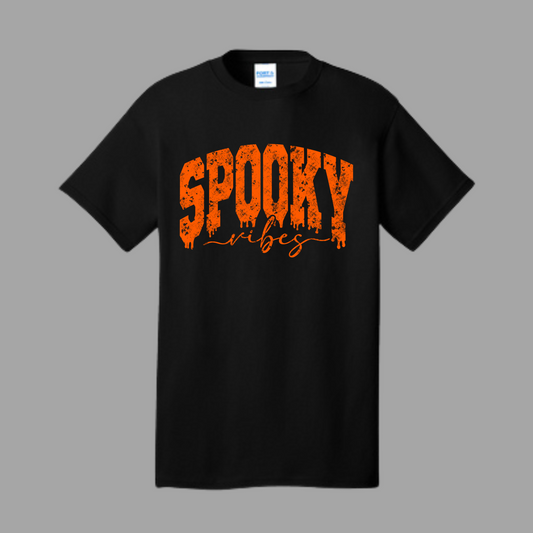 Spooky vibes ( orange print on black ) t-shirt