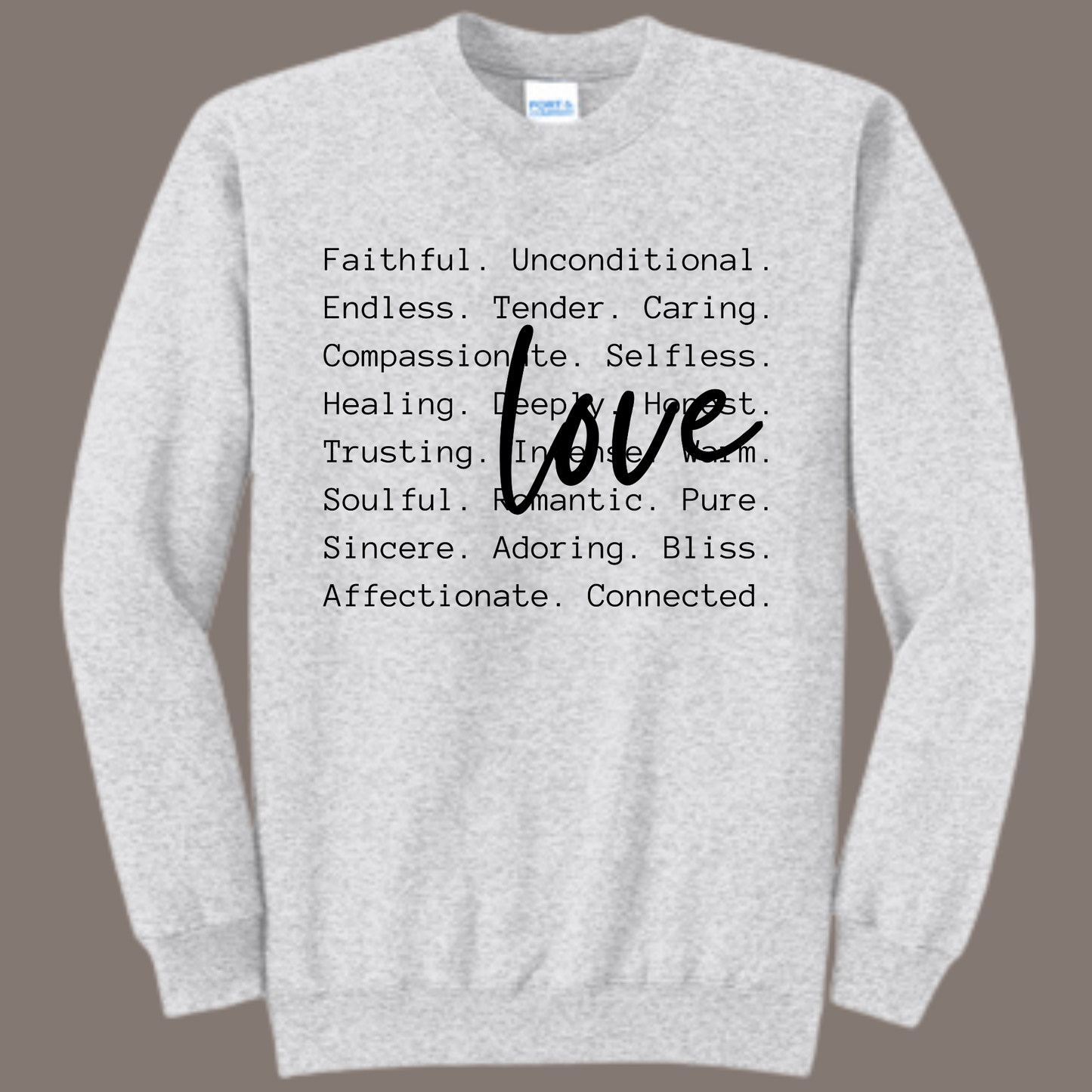 Love words ( Black print crewneck)