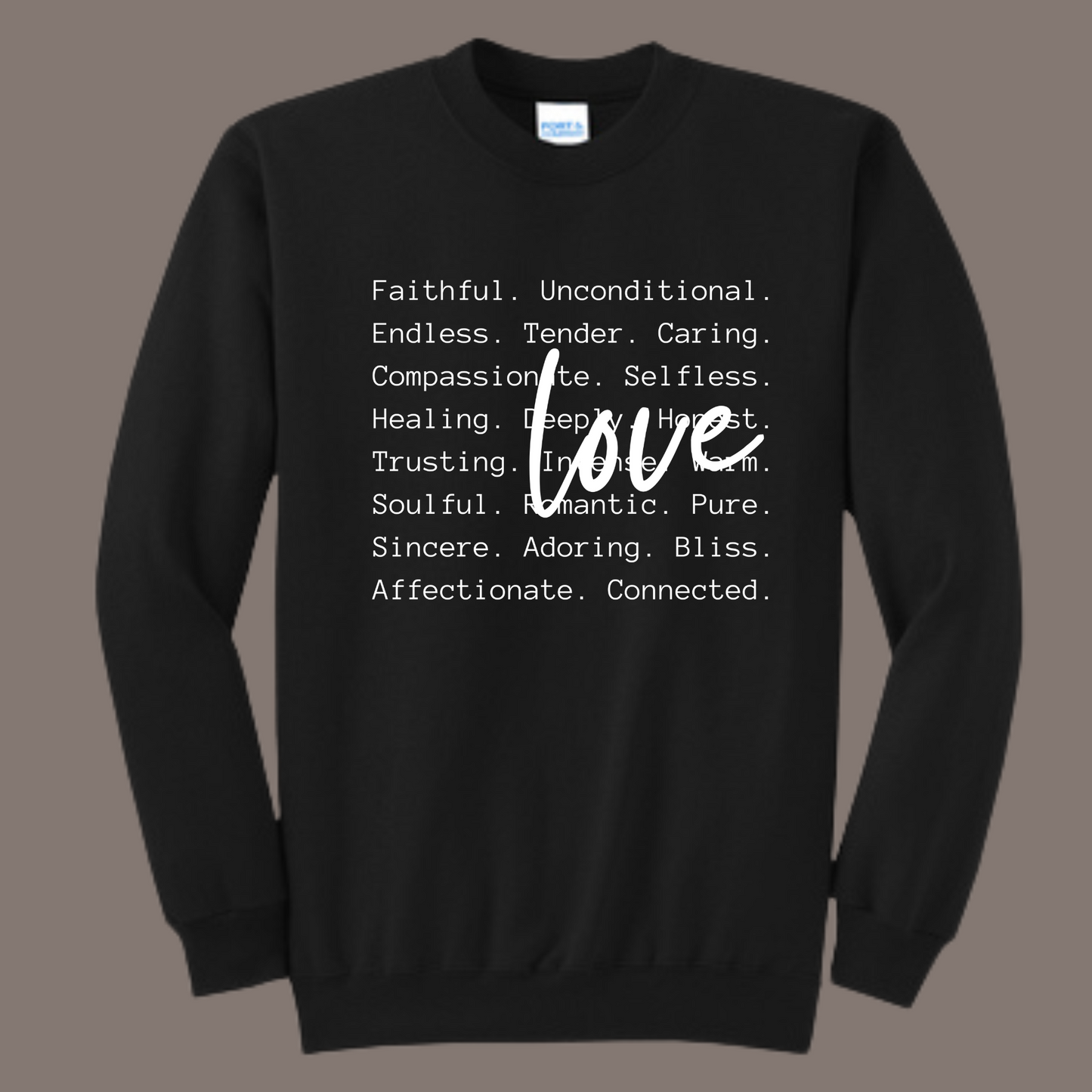 Love words (white print crewneck)