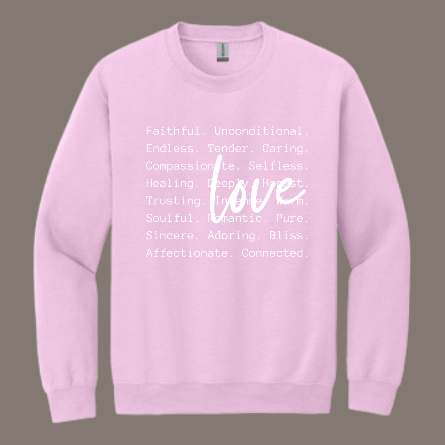 Love words (white print crewneck)