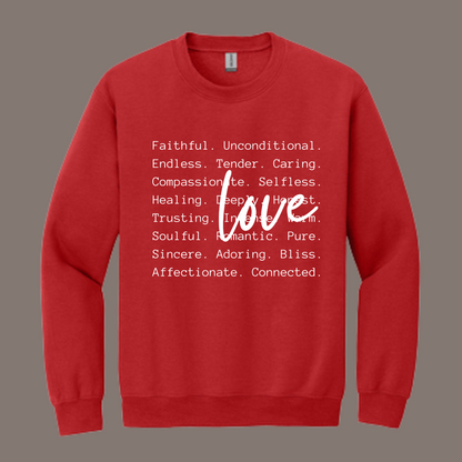 Love words (white print crewneck)