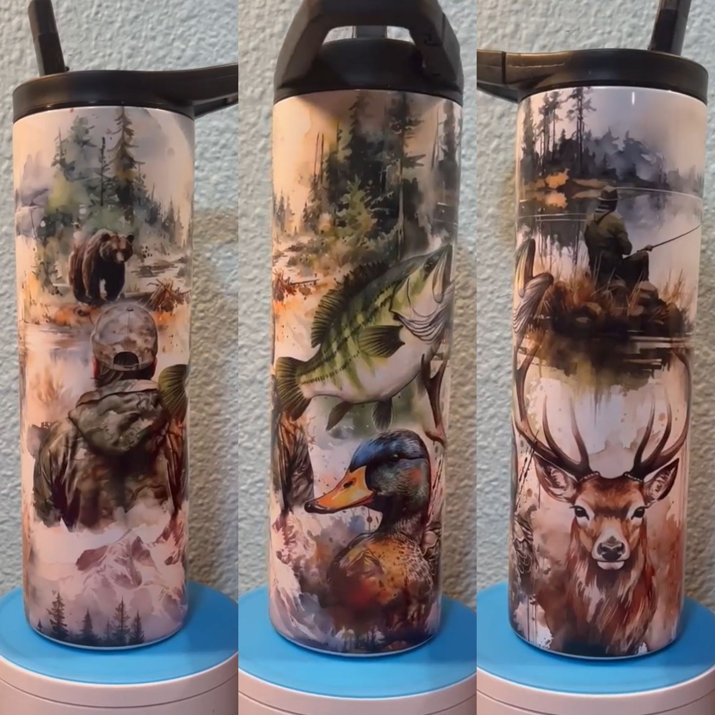 Bear, fish, buck tumbler