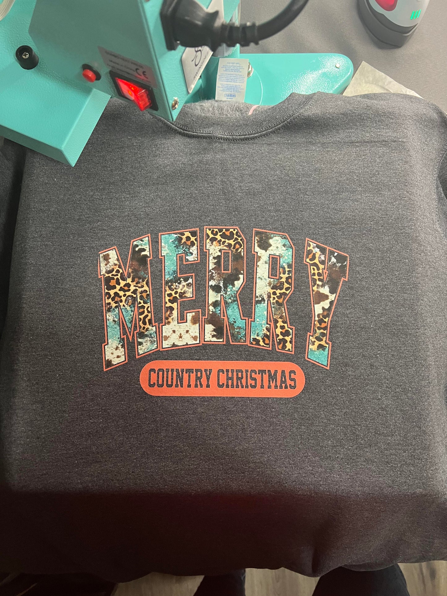 Merry country Christmas ( cheetah print teal )