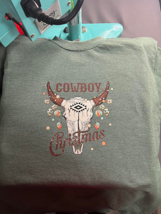 Cowboy Christmas skull